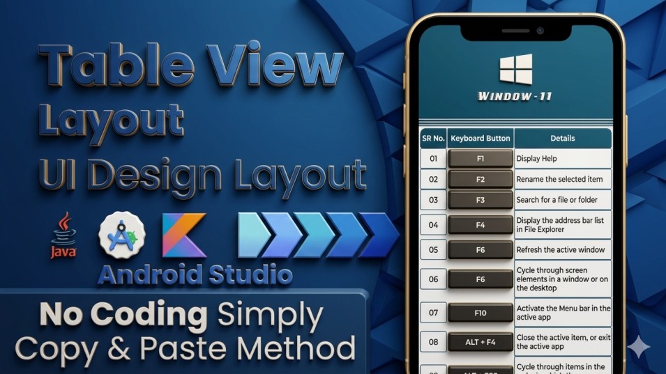 Create Table View Layout in Android Studio.